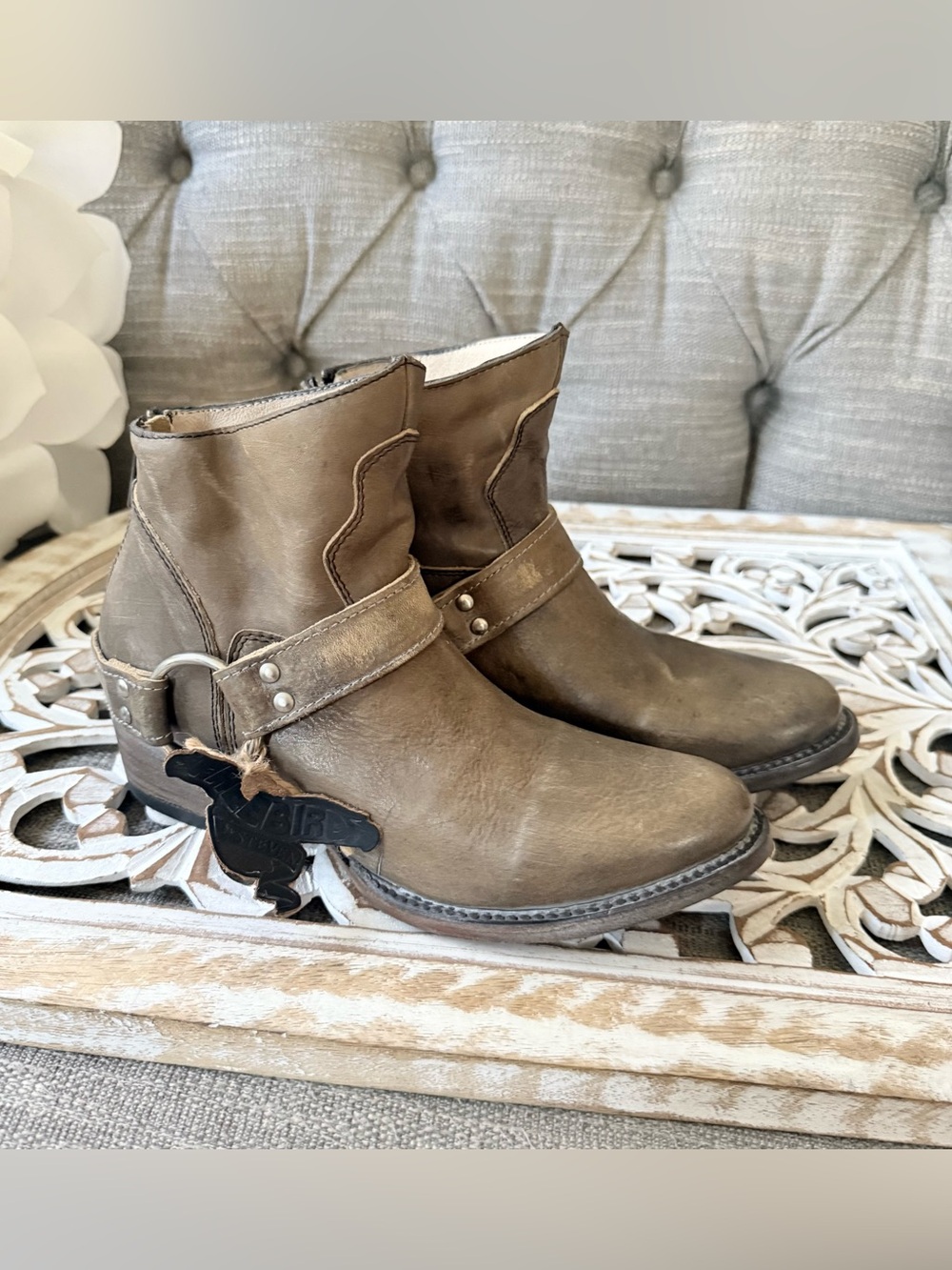 Freebird by Steven Santiago Leather Harness Ankle Boots 7 NEW $275